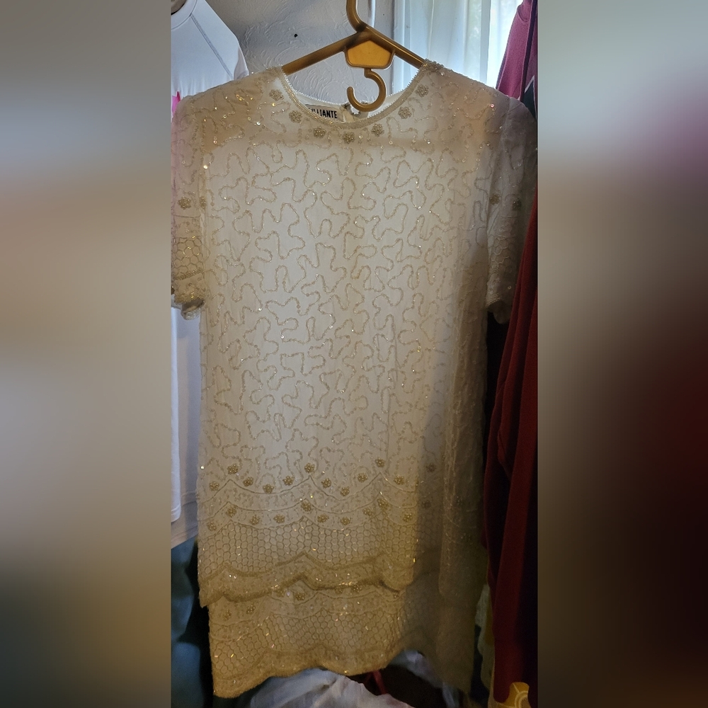 Elegant Cream and Gold Dress